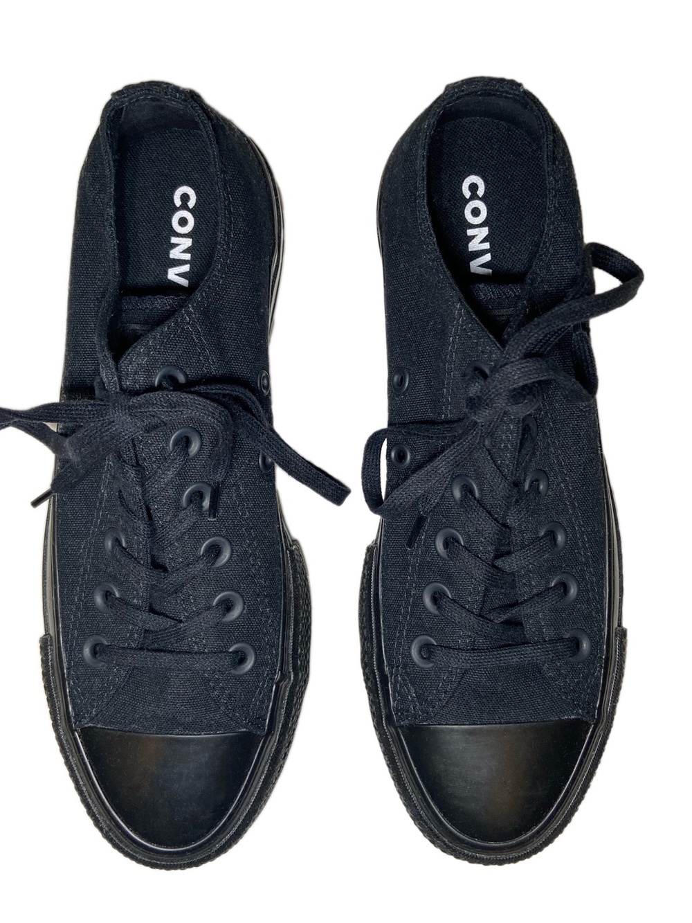 Unisex Converse Chuck Taylor All Star Low Top Canvas Sneakers Black Soles 7.5